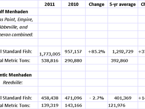 US—Status Purse-Seine Landings of Gulf and Atlantic Menhaden for the 2011 Fishing Season 