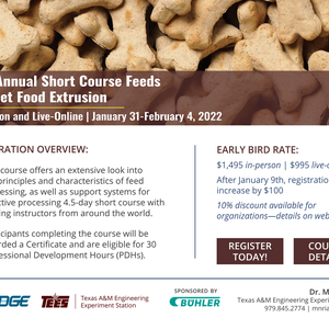 Register for Annual Practical Short Course on Feeds & Pet Food Extrusion