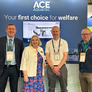 Ace Aquatec and Aquascot at Seafood Expo Global l-r Ben Perry, Tara McGregor-Woodhams, Dave Chapman, Andrew Davie