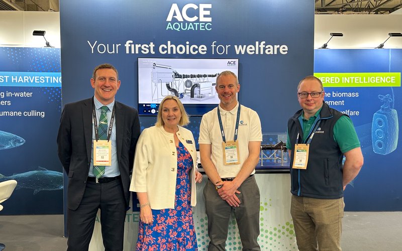 Ace Aquatec and Aquascot at Seafood Expo Global l-r Ben Perry, Tara McGregor-Woodhams, Dave Chapman, Andrew Davie